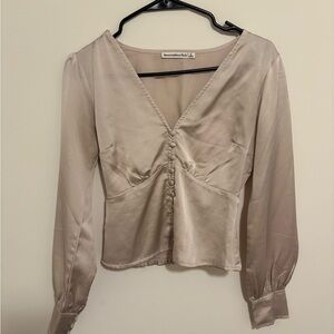 Abercrombie & Fitch Taupe Satin Blouse